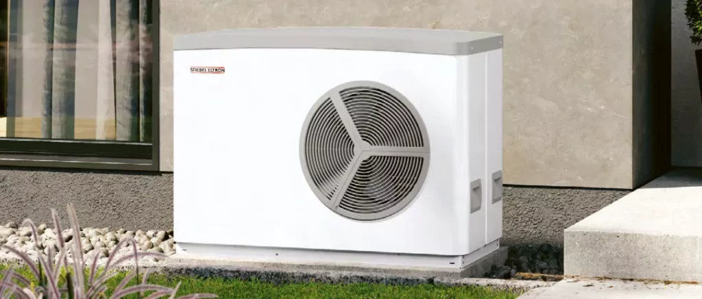 Fan unit of an air-source heat pump (not geothermal, not ground source)