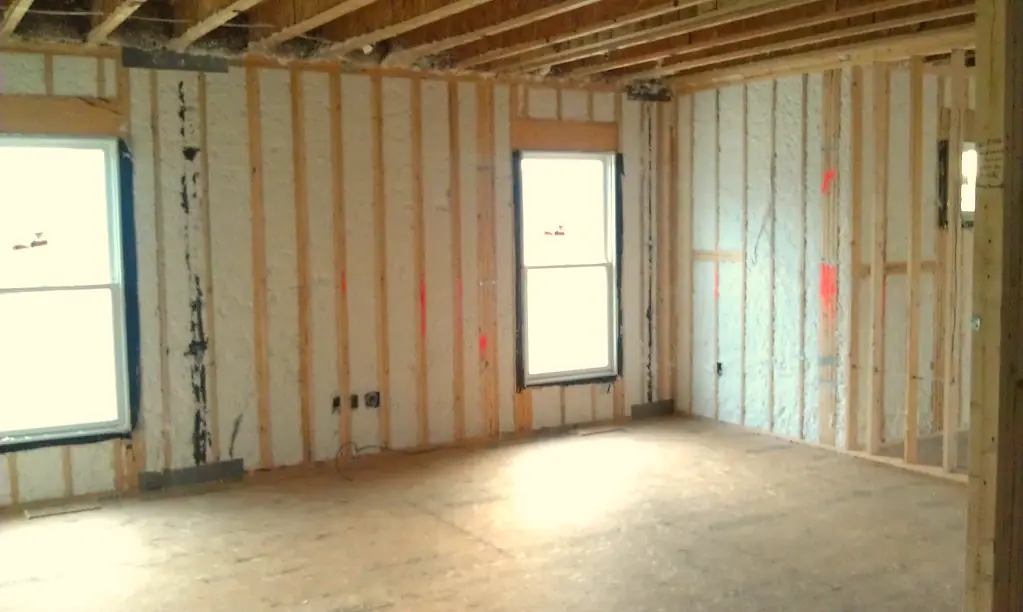 Insulation in the walls of a house:  Great preparation for installing a heat pump.